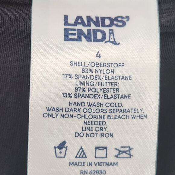 NWOT Lands' End Black Ruched  Swim Top w/ Built in Bra Women's Swimwear 4 - Picture 2 of 7